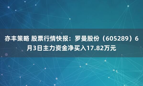 亦丰策略 股票行情快报：罗曼股份（605289）6月3日主力资金净买入17.82万元