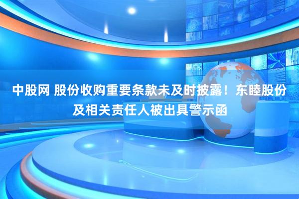 中股网 股份收购重要条款未及时披露！东睦股份及相关责任人被出具警示函